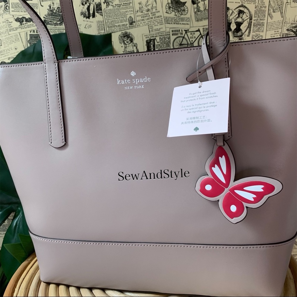 KATE SPADE ADLEY LARGE TOTE SHOULDER TAUPE BAG - Picture 2 of 9
